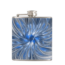 抽象芸術ブルーグレー水彩フラクタルアートフラワー