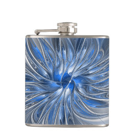 抽象芸術ブルーグレー水彩フラクタルアートフラワー フラスク