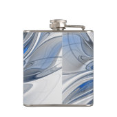 抽象芸術ブルーグレー水彩フラクタルアートフラワー フラスク (裏面)