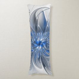 抽象芸術ブルーグレー水彩フラクタルアートフラワー ボディピロー