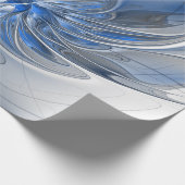 抽象芸術ブルーグレー水彩フラクタルアートフラワー ラッピングペーパー (角)