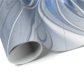 抽象芸術ブルーグレー水彩フラクタルアートフラワー ラッピングペーパー (ロールコーナー)