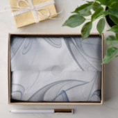 抽象芸術ブルーグレー水彩フラクタルアートフラワー 薄葉紙 (ギフト)