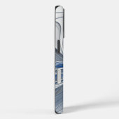 抽象芸術ブルーグレー水彩フラクタルアートフラワー Case-Mate iPhoneケース (裏面 / 右)