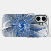 抽象芸術ブルーグレー水彩フラクタルアートフラワー Case-Mate iPhoneケース (裏面 (横))