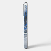 抽象芸術ブルーグレー水彩フラクタルアートフラワー Case-Mate iPhoneケース (裏面 / 左)