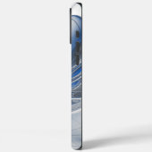 抽象芸術ブルーグレー水彩フラクタルアートフラワー Case-Mate iPhoneケース (裏面 / 左)