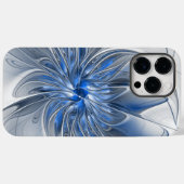 抽象芸術ブルーグレー水彩フラクタルアートフラワー Case-Mate iPhoneケース (裏面 (横))