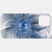 抽象芸術ブルーグレー水彩フラクタルアートフラワー Case-Mate iPhoneケース (裏面 (横))