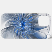 抽象芸術ブルーグレー水彩フラクタルアートフラワー Case-Mate iPhoneケース (裏面 (横))