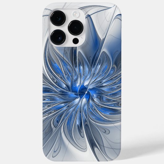 抽象芸術ブルーグレー水彩フラクタルアートフラワー Case-Mate iPhoneケース (裏面)