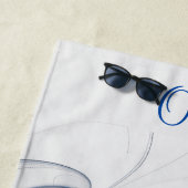 抽象芸術ブルーグレー水色フラクタルフラワー名 ビーチタオル (インサイチュ)