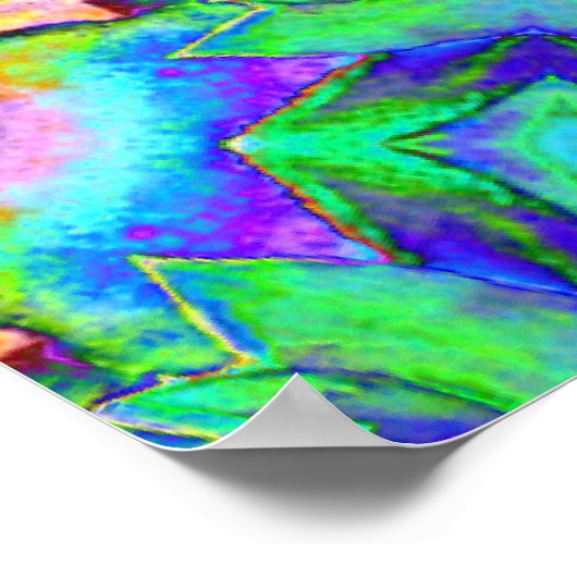 抽象芸術ブルーサンフラワー – レトロ絵画フローラ ポスター (角)