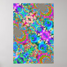 抽象芸術ブルーサンフラワー – レトロ絵画フローラ