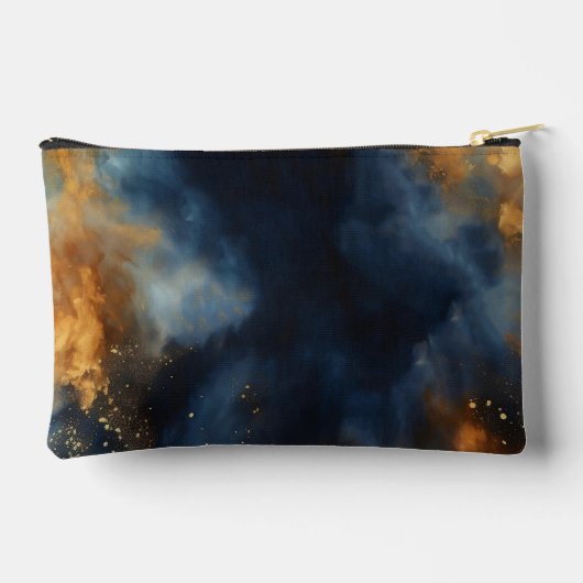 抽象芸術ブルーシテリア名前をカスタムするブライダル アクセサリーポーチ (裏面)