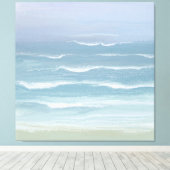 抽象芸術ブルーシーショアの水彩小波 キャンバスプリント (インサイチュ (ウッドフロア))