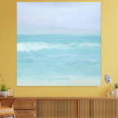 抽象芸術ブルーシーショア波の波を水彩で キャンバスプリント (インサイチュ (リビング))