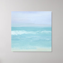 抽象芸術ブルーシーショア波の波を水彩で キャンバスプリント
