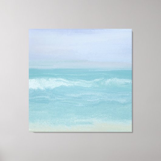 抽象芸術ブルーシーショア波の波を水彩で キャンバスプリント (正面)