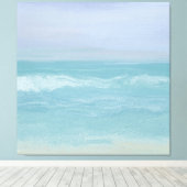 抽象芸術ブルーシーショア波の波を水彩で キャンバスプリント (インサイチュ (ウッドフロア))