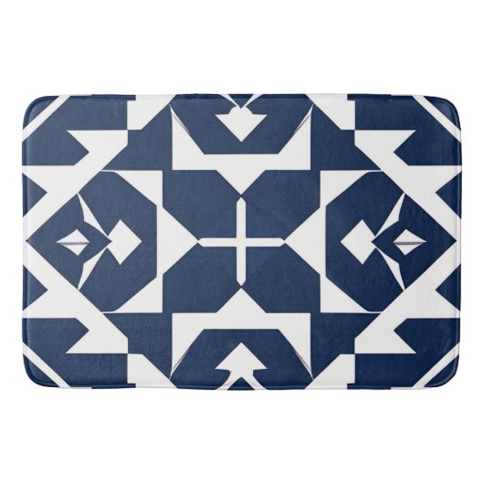 抽象芸術ブルージオメトリックデザイン バスマット (正面)