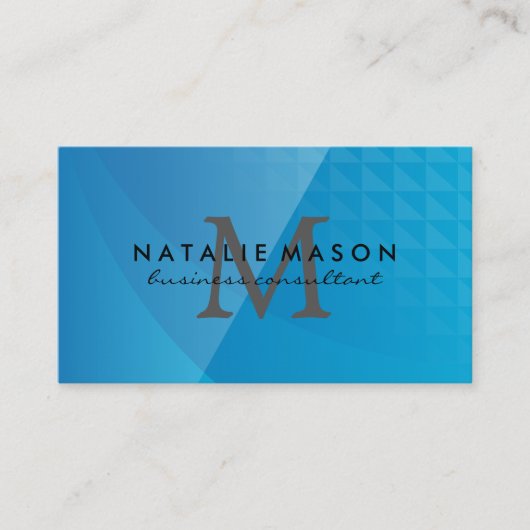 抽象芸術ブルージオメトリック |モノグラム 名刺 (正面)