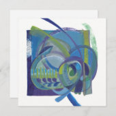 抽象芸術ブルースアーティストズフラットインランドノテカード サンキューカード (正面/裏面)