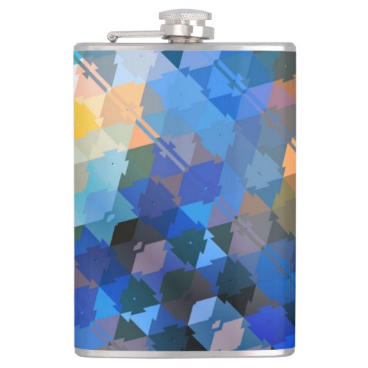 抽象芸術ブルースパープルおよび金ゴールド三角形 フラスク (正面)