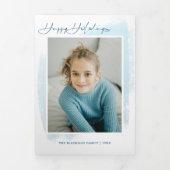 抽象芸術ブルースワッシュ、モダンタイポグラフィ、写真 三つ折りクリスマスカード (カバー)