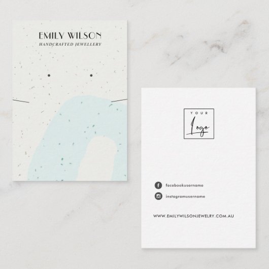 抽象芸術ブルーセラミックのネックレスイヤリングディスプレイ 名刺 (正面/裏面)