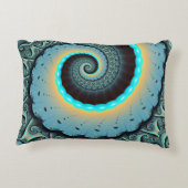 抽象芸術ブルーターコイズオレンジフラクタルアートスパイラル アクセントクッション (裏面)