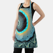 抽象芸術ブルーターコイズオレンジフラクタルアートスパイラル エプロン (インサイチュ)