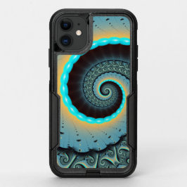 抽象芸術ブルーターコイズオレンジフラクタルアートスパイラル オッターボックスコミューターiPhone 11ケース