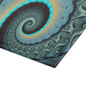 抽象芸術ブルーターコイズオレンジフラクタルアートスパイラル カッティングボード (角)