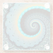 抽象芸術ブルーターコイズオレンジフラクタルアートスパイラル ガラスコースター (裏面)