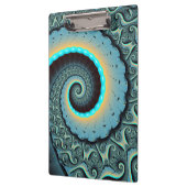 抽象芸術ブルーターコイズオレンジフラクタルアートスパイラル クリップボード (左)