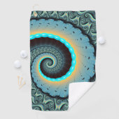 抽象芸術ブルーターコイズオレンジフラクタルアートスパイラル ゴルフタオル (インサイチュ)