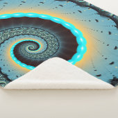 抽象芸術ブルーターコイズオレンジフラクタルアートスパイラル シェルパブランケット (3/4)