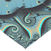 抽象芸術ブルーターコイズオレンジフラクタルアートスパイラル ショートテーブルランナー (コーナー)