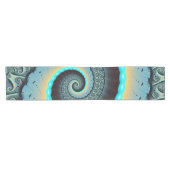 抽象芸術ブルーターコイズオレンジフラクタルアートスパイラル ショートテーブルランナー (横)