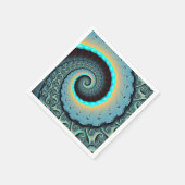 抽象芸術ブルーターコイズオレンジフラクタルアートスパイラル スタンダードカクテルナプキン (角)