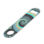 抽象芸術ブルーターコイズオレンジフラクタルアートスパイラル スピード栓抜き (正面アングル)