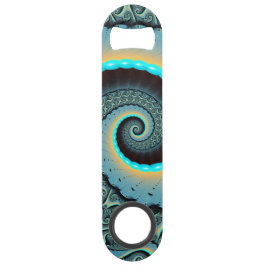 抽象芸術ブルーターコイズオレンジフラクタルアートスパイラル スピード栓抜き