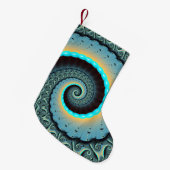 抽象芸術ブルーターコイズオレンジフラクタルアートスパイラル スモールクリスマスストッキング (正面 (吊り時))