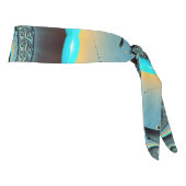 抽象芸術ブルーターコイズオレンジフラクタルアートスパイラル タイヘッドバンド (回転90)