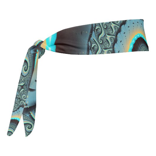 抽象芸術ブルーターコイズオレンジフラクタルアートスパイラル タイヘッドバンド (回転270)