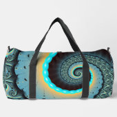 抽象芸術ブルーターコイズオレンジフラクタルアートスパイラル ダッフルバッグ (正面)