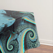 抽象芸術ブルーターコイズオレンジフラクタルアートスパイラル テーブルクロス (インサイチュ)