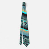 抽象芸術ブルーターコイズオレンジフラクタルアートスパイラル ネクタイ (裏面)