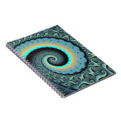 抽象芸術ブルーターコイズオレンジフラクタルアートスパイラル ノートブック (右側)